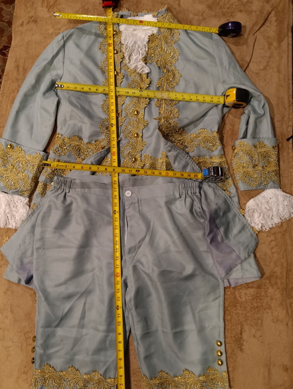 Men's Historical Aristocrat Or HamiltonCostume Light Blue Gold Trim High Quality - Picture 5 of 6